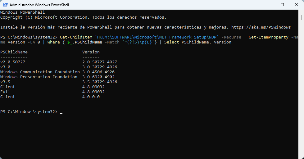 Cómo saber qué versión de .NET Framework tengo instalada