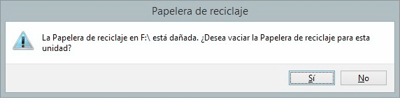 Reparar error «La papelera de reciclaje está dañada»