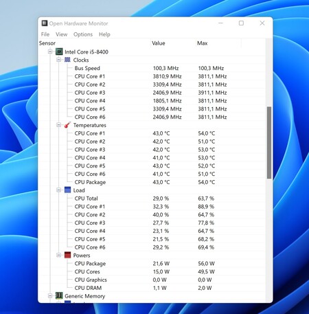 Software para monitorear la temperatura del PC (HWMonitor)